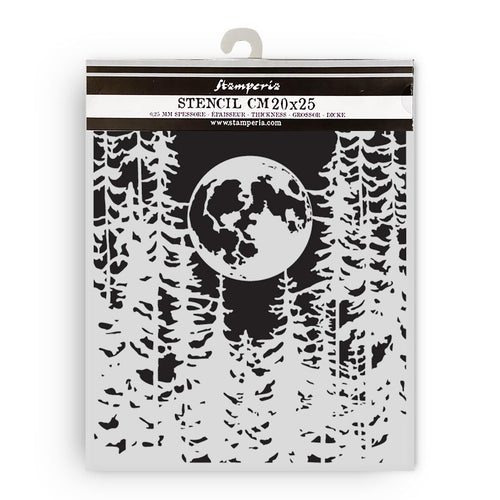 Stamperia Herbarium Silvae Collection - Mixed MediaArt Thick Stencil - Moon in the Forest - 20cm x 25cm