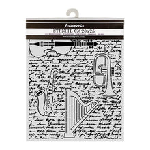 Stamperia Symphony Collection Mixed Media Thick Stencil Violin, Trumpet & Harp – 20cm x 25cm