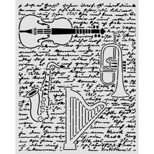 Stamperia Symphony Collection Mixed Media Thick Stencil Violin, Trumpet & Harp – 20cm x 25cm