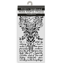 Stamperia - Gardens of Time Collection - Mixed MediaArt Thick Stencil - Clock and Writing - 12cm x 25cm