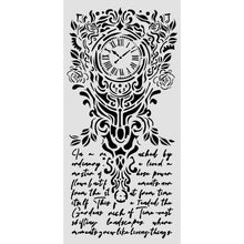 Stamperia - Gardens of Time Collection - Mixed MediaArt Thick Stencil - Clock and Writing - 12cm x 25cm