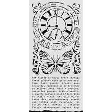 Stamperia - Gardens of Time Collection - Mixed MediaArt Thick Stencil - Clock and Butterfly - 12cm x 25cm