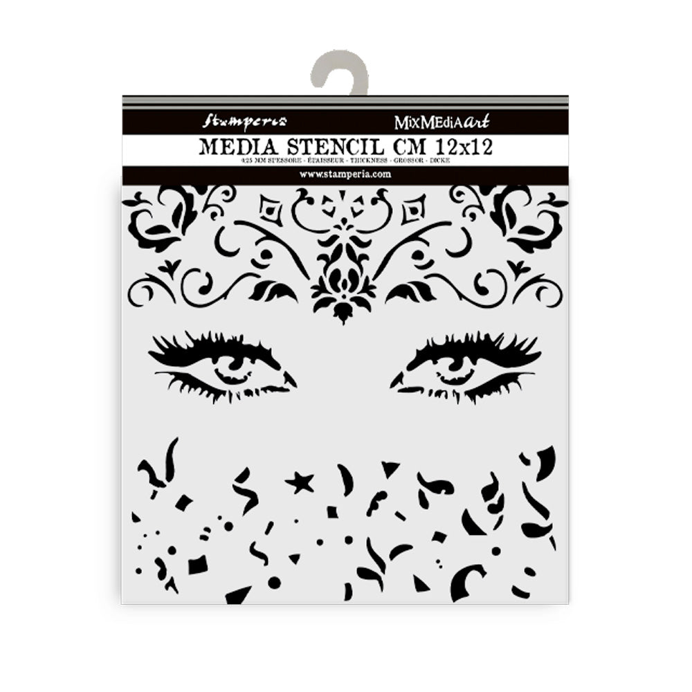 Stamperia Mixed MediaArt Thick Stencil - Masquerade - 12cm x 12cm KSTDS12