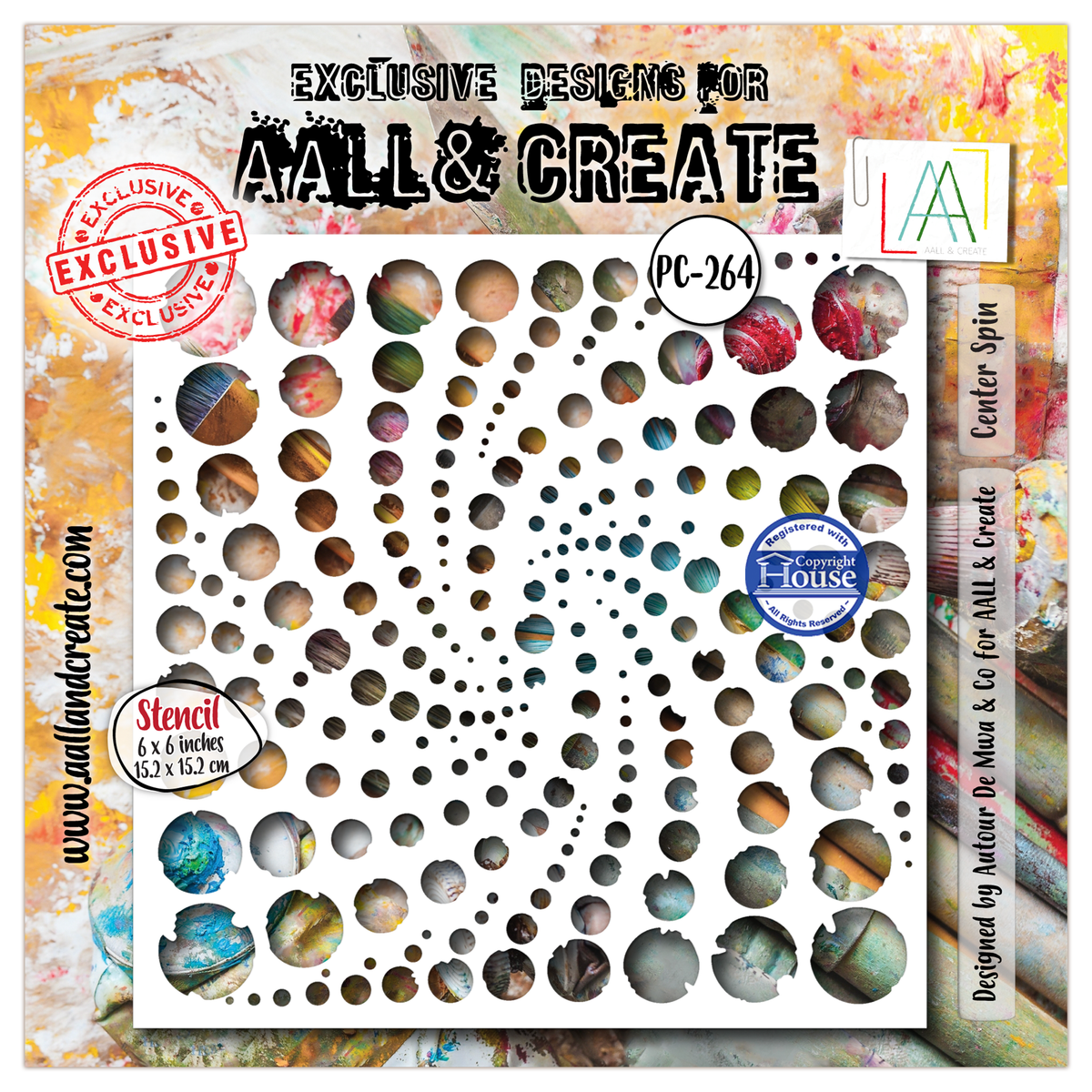AALL & Create PC-264 - 6x6 (inch) Stencil - Center Spin – Art ...