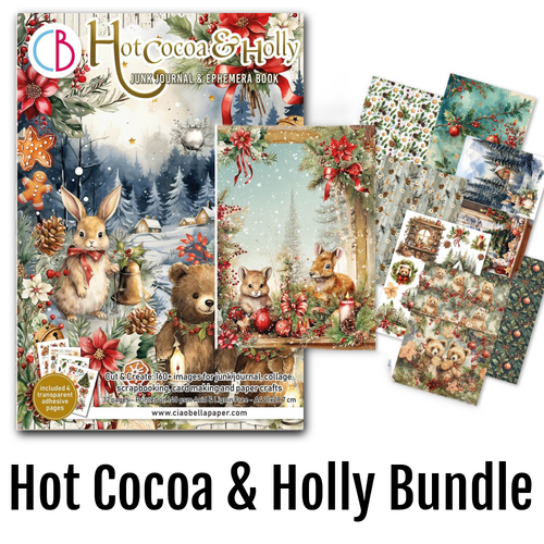 Ciao Bella - Hot Cocoa & Holly - Ephemera Book & A5 Rice Paper Bundle - SS281