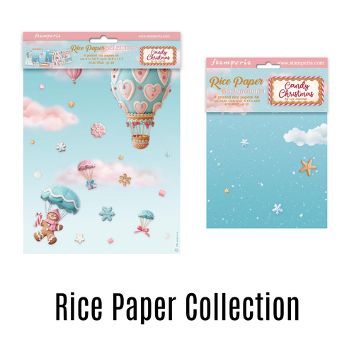 Stamperia - Candy Christmas Collection - Rice Paper Bundle (includes A4-6 x papers & A6 - 8 x papers)