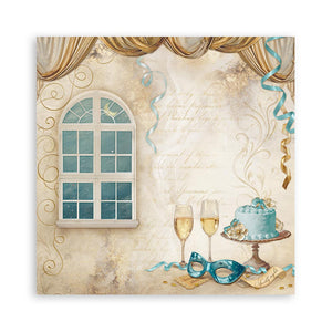 Stamperia 8” x 8” Pad - Masquerade Romantic Collection - 8 double faced sheets - SBBS121