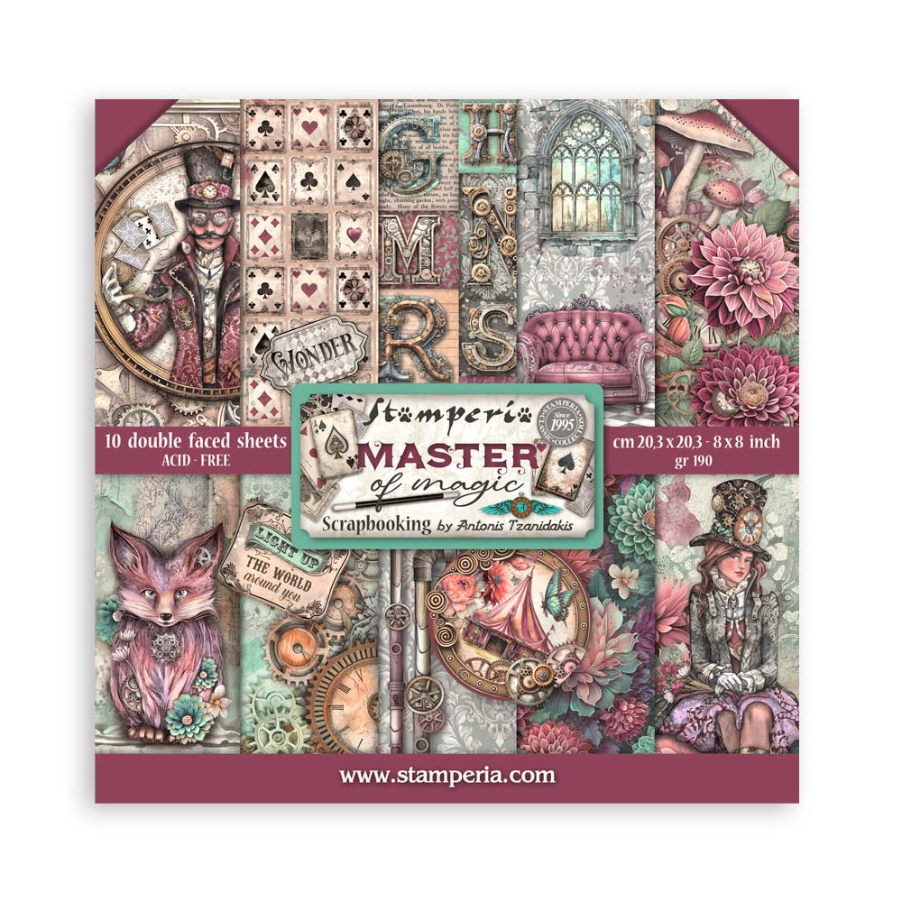 Stamperia Master of Magic 8” x 8” Pad - 8 double faced sheets - SBBS122