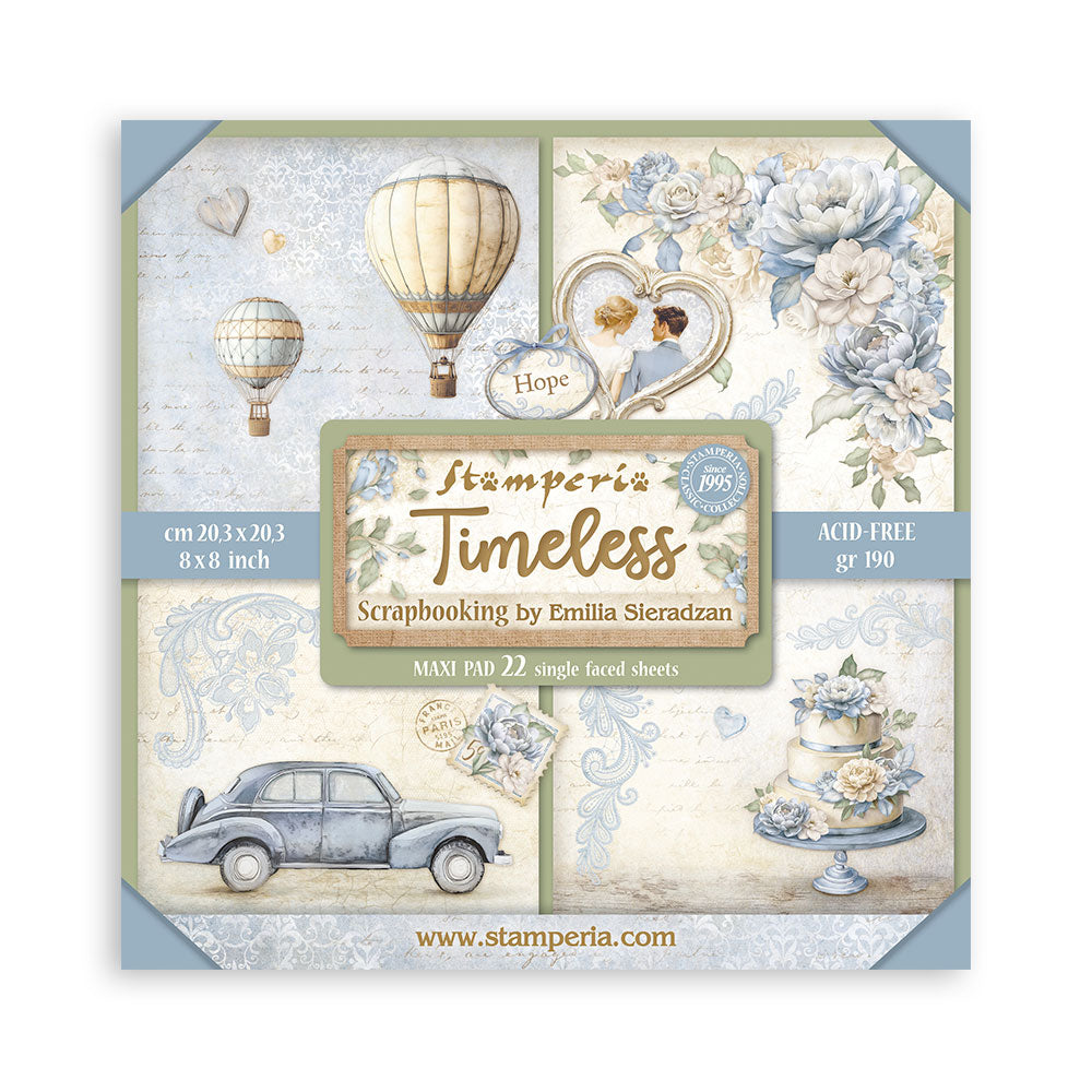 Stamperia Timeless 8” x 8” Pad - 22 single faced sheets - SBBSXB13