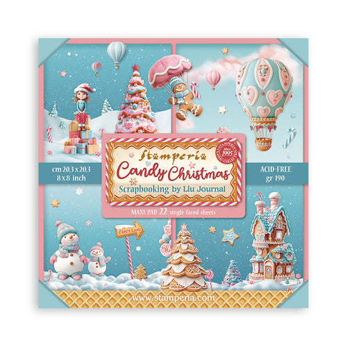 Stamperia Candy Christmas 12” x 12” Pad - 22 single faced sheets - SPSBBXLB27