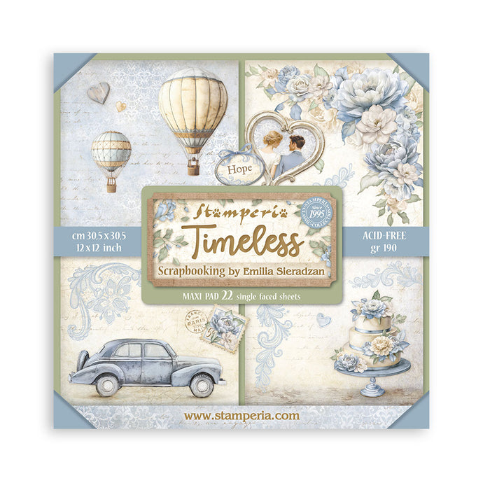Stamperia Timeless 12” x 12” Pad - 22 single faced sheets - SBBXLB25