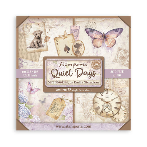 Stamperia Quiet Days Collection 12” x 12” Maxi Pad - 22 single faced sheets