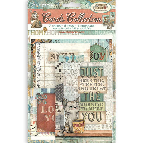 Stamperia Furry Friends Collection - Cards Collection - 7 Cards, 5 Tags & 1 Bookmark