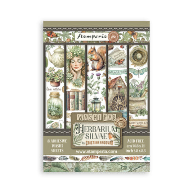 Stamperia Herbarium Silvae Collection - A5 Washi Pad - 8 Adhesive Washi Sheets