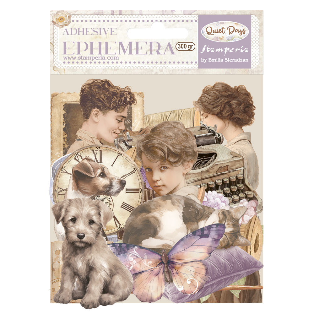 Stamperia - Quiet Days Collection - Ephemera with Adhesive Backs