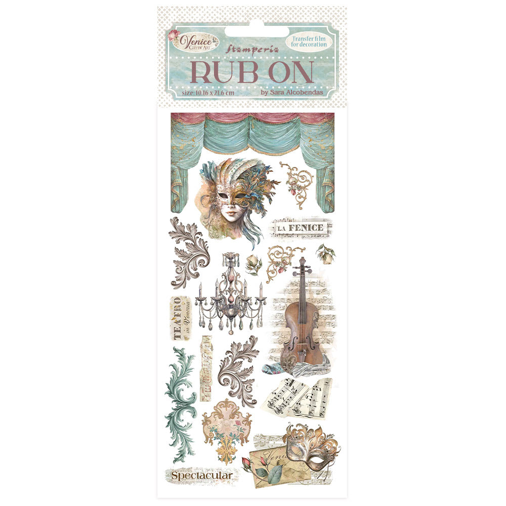 Stamperia Venice City of Art Rub On - Masks - DFLRB167 - 10.16cm x 16.6cm
