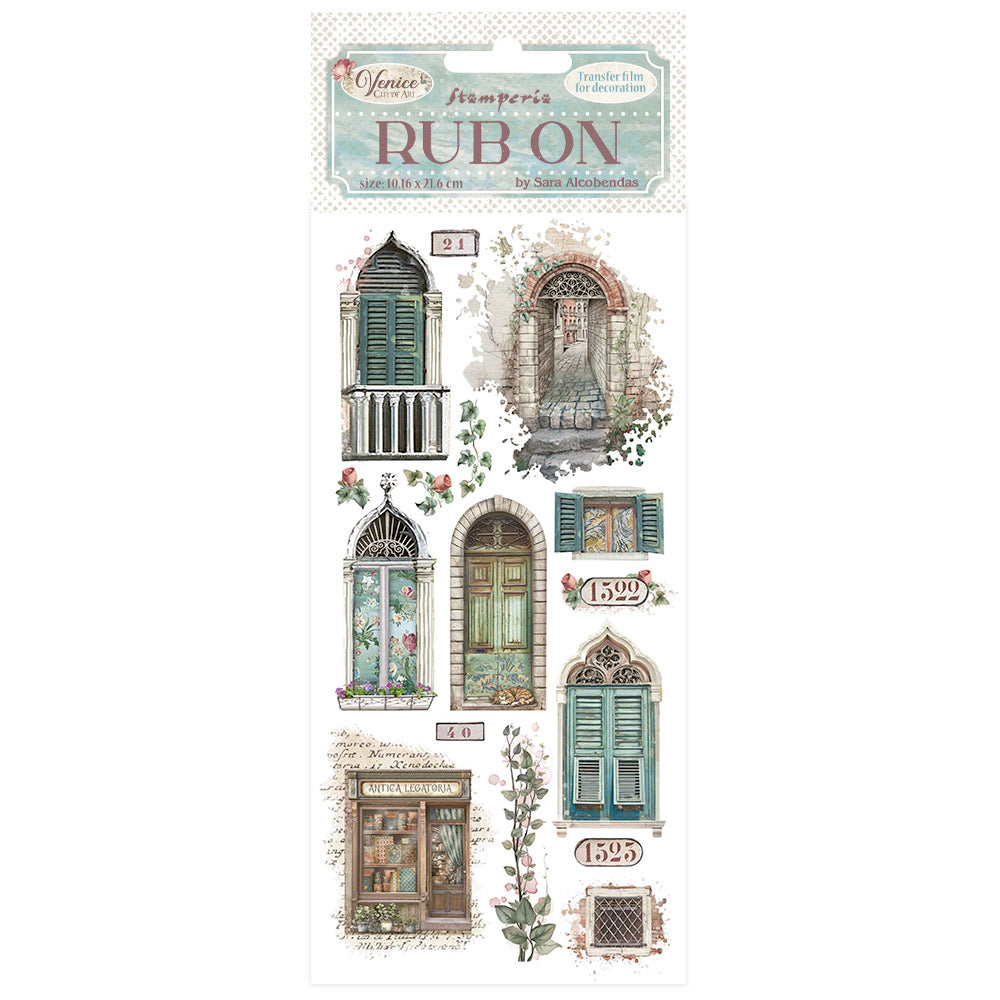 Stamperia Venice City of Art Rub On - Doors & Windows - DFLRB169 - 10.16cm x 16.6cm
