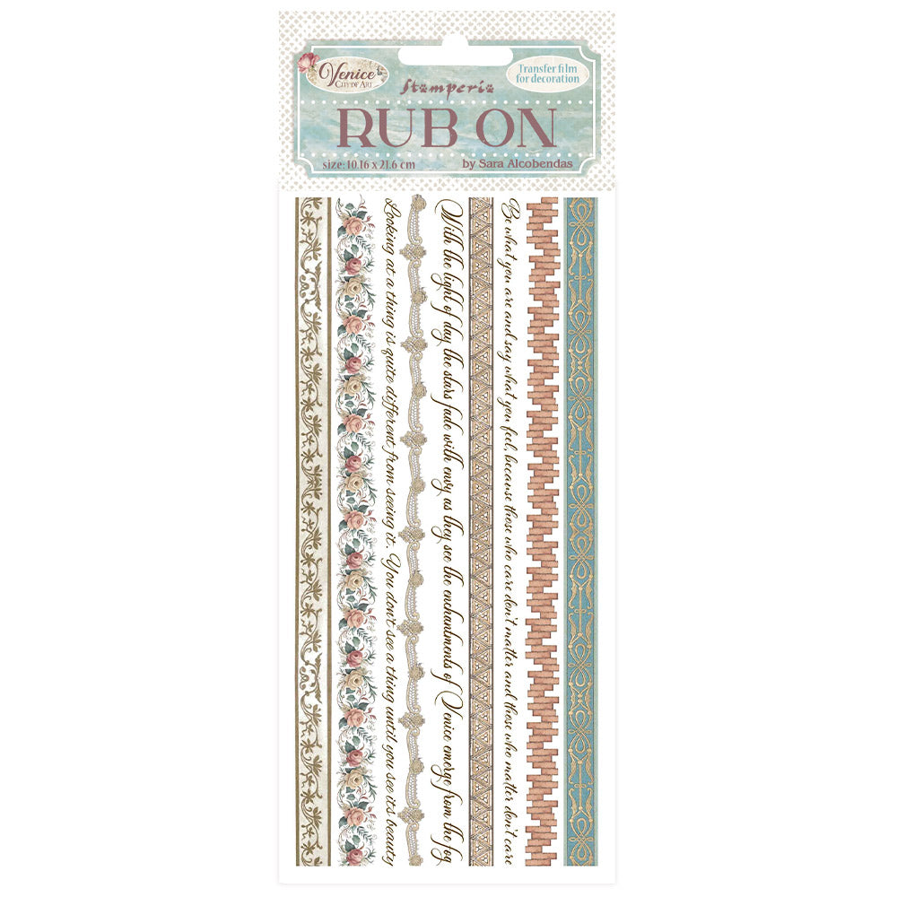 Stamperia Venice City of Art Rub On - Stripes - DFLRB171 - 10.16cm x 16.6cm