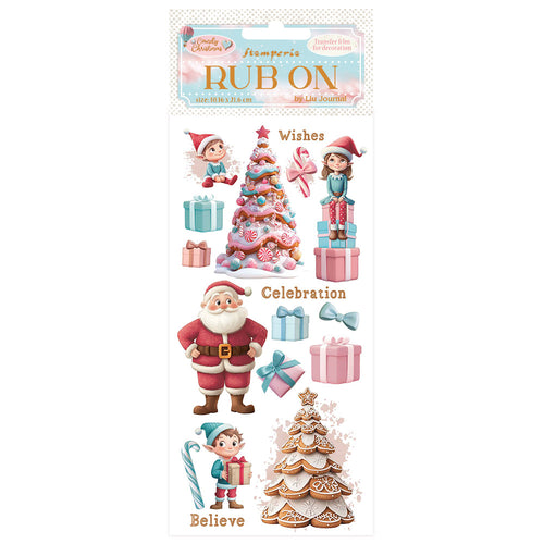 Stamperia Candy Christmas Rub On - Presents and Xmas Tree - DFLRB173 - 10.16cm x 16.6cm