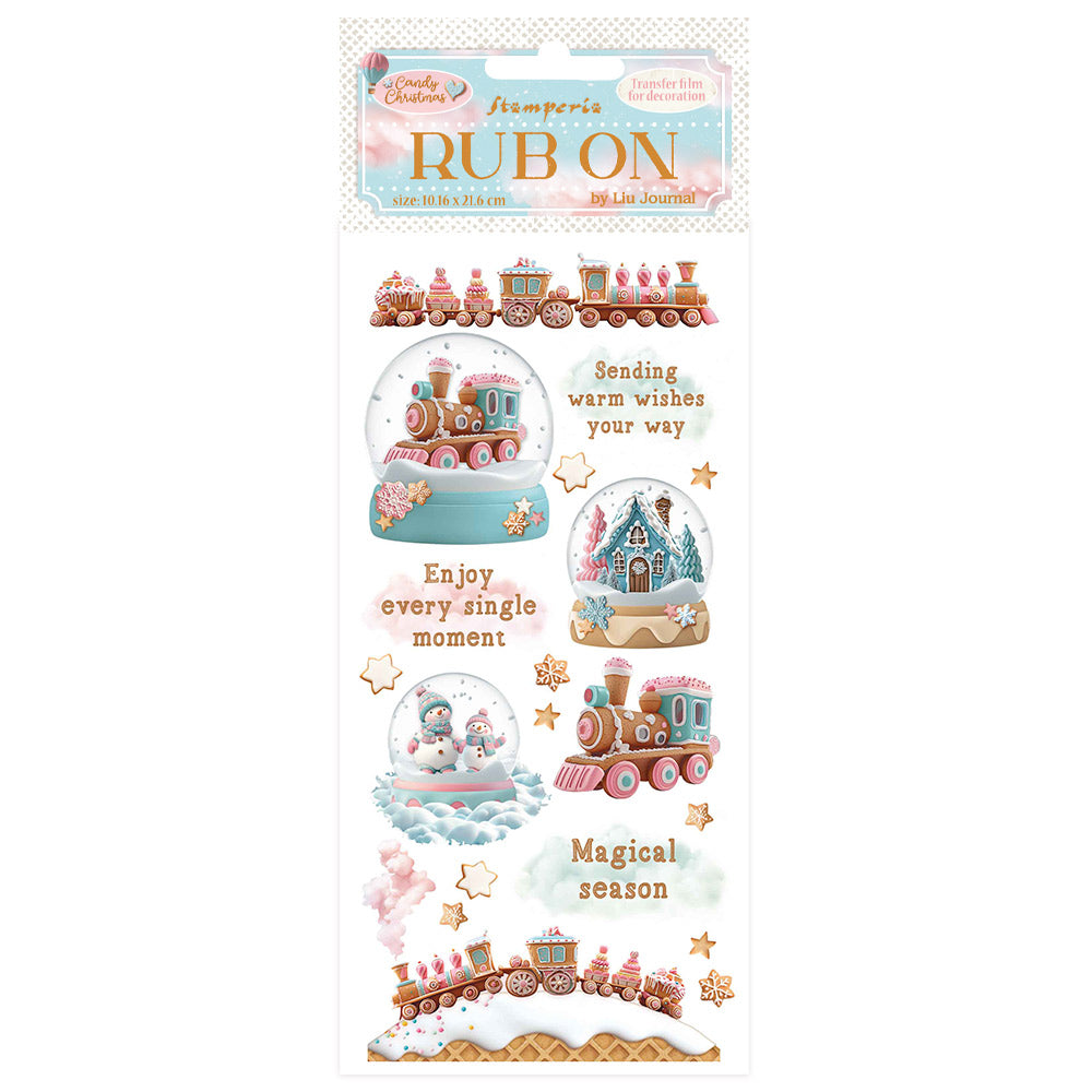 Stamperia Candy Christmas Rub On - Snow Globe - DFLRB174 - 10.16cm x 16.6cm