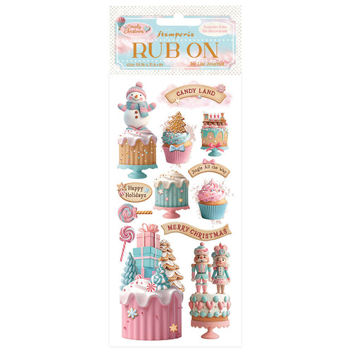 Stamperia Candy Christmas Rub On - Cakes - DFLRB175 - 10.16cm x 16.6cm
