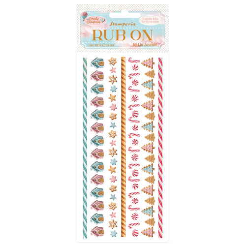 Stamperia Candy Christmas Rub On - Candy Cane - DFLRB177 - 10.16cm x 16.6cm
