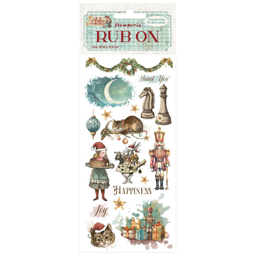 Stamperia Alice in Christmas Collection - Rub On - Happiness - DFLRB183 - 10.16cm x 16.6cm