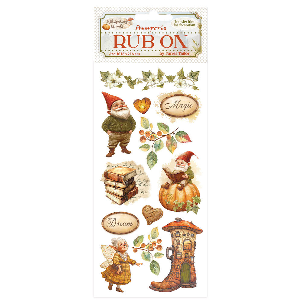 Stamperia - Whispering Woods Collection - Rub On - Gnomes - 10.16cm x 16.6cm