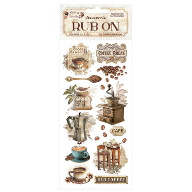Stamperia - Coffee & Chocolate Collection - Rub On - Vintage Coffee Moments - 10.16cm x 16.6cm