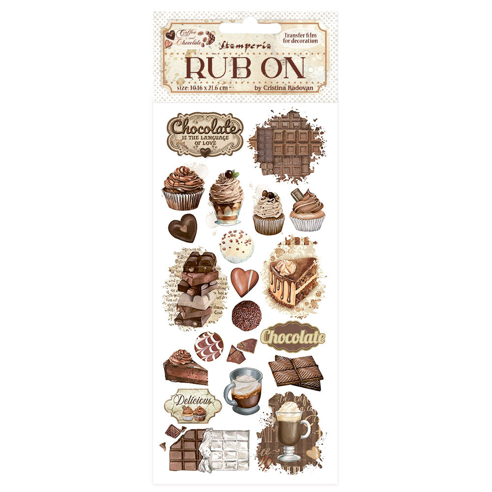 Stamperia - Coffee & Chocolate Collection - Rub On - Vintage Sweet Moments - 10.16cm x 16.6cm