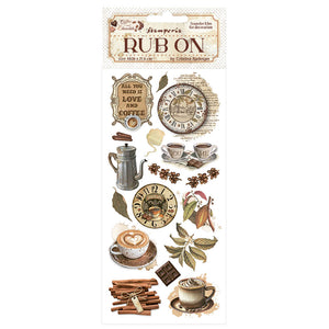 Stamperia - Coffee & Chocolate Collection - Rub On - All You Need is Love & Coffee - 10.16cm x 16.6cm