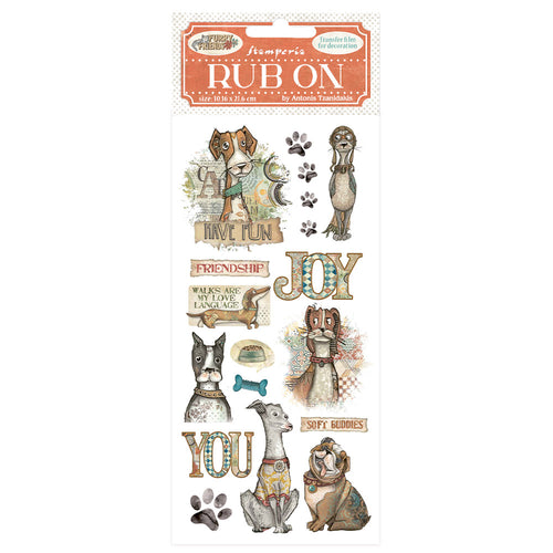 Stamperia - Furry Friends Collection - Rub On - Dog - 10.16cm x 16.6cm
