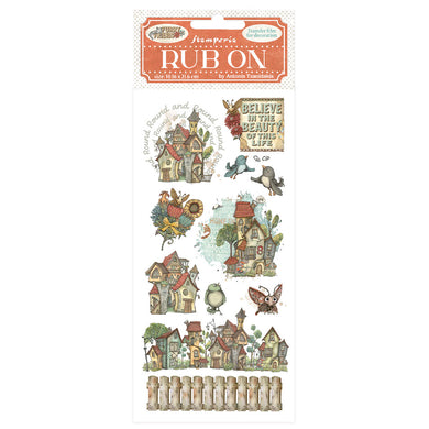 Stamperia - Furry Friends Collection - Rub On - Houses - 10.16cm x 16.6cm
