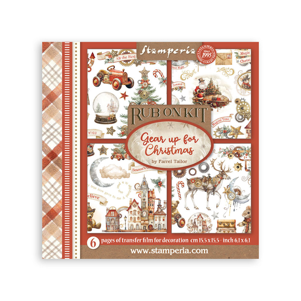 Stamperia - Gear Up For Christmas Collection - Rub On Kit - Assortment - 10.16cm x 16.6cm
