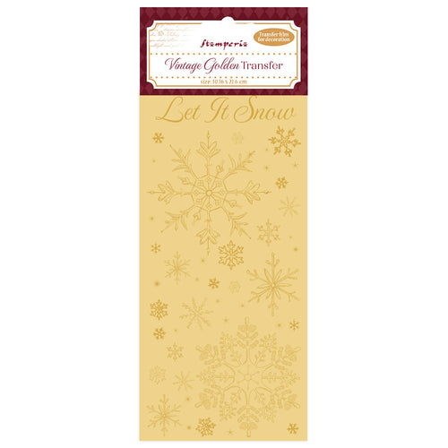 Stamperia Alice in Christmas Collection - Vintage Golden Transfer - It snow - SPDFLRGT05
