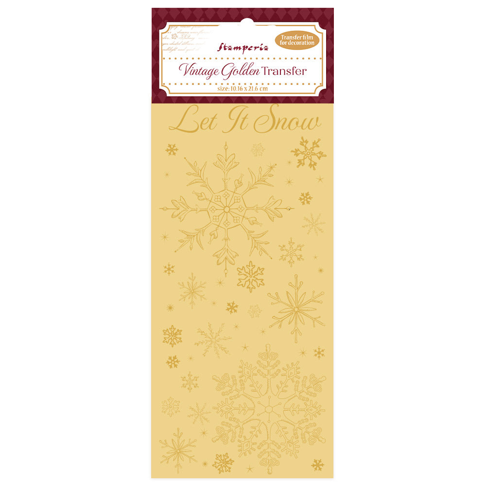 Stamperia Alice in Christmas Collection - Vintage Golden Transfer - It snow - SPDFLRGT05