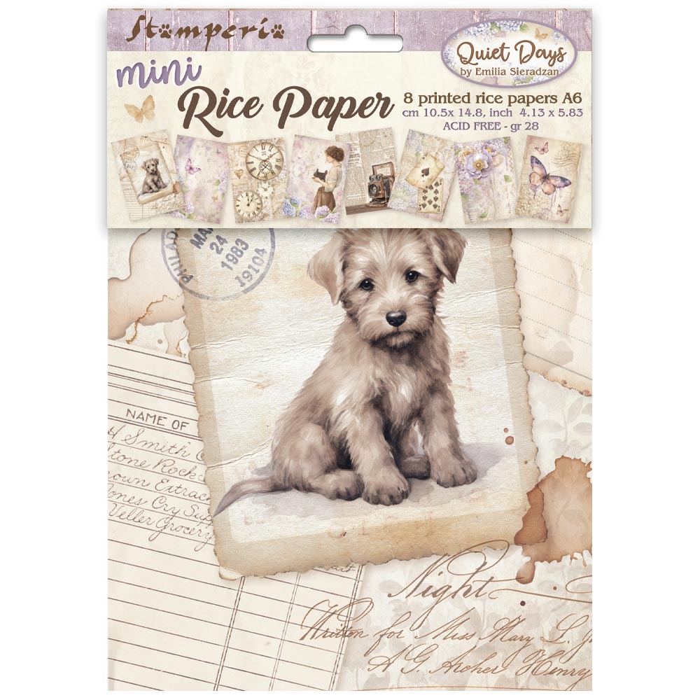Stamperia - Quiet Days Collection - A6 Rice Paper Pack of 8