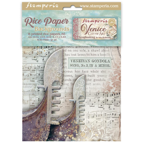 Stamperia - Venice City of Art - A6 Rice Paper Bundle (8 x papers) - DFSAK6042