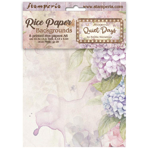 Stamperia - Quiet Days Collection - Backgrounds - A6 Rice Paper Pack of 8