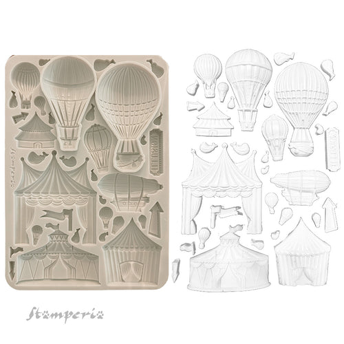 Stamperia Alice in Christmas Collection - Silicone Mould - A5 Circus & Air Balloons - SPKACMA568
