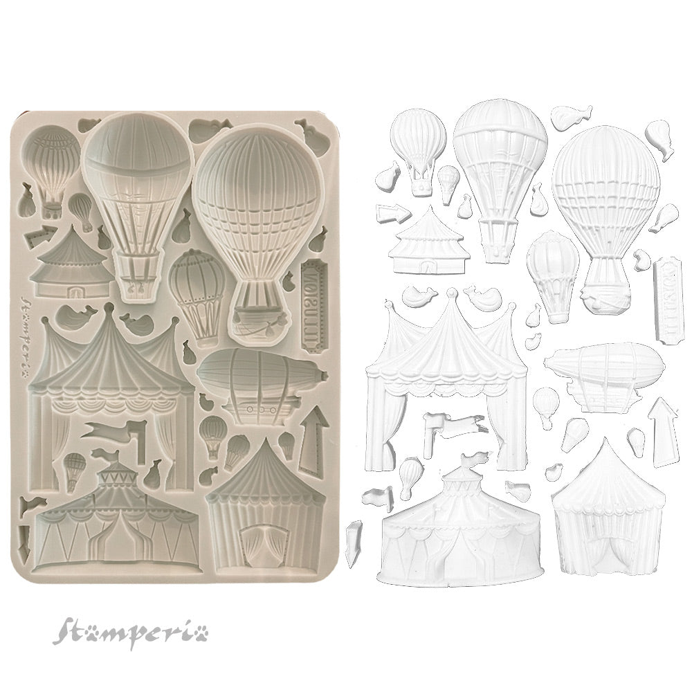 Stamperia Alice in Christmas Collection - Silicone Mould - A5 Circus & Air Balloons - SPKACMA568