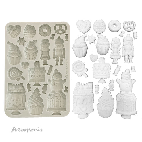 Stamperia Candy Christmas Silicone Mould - A5 Cakes - SPKACMA584