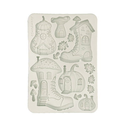 SAVE 10% Stamperia Whispering Woods Collection - Silicone Mould - A5 - Boot & Pumpkin Houses