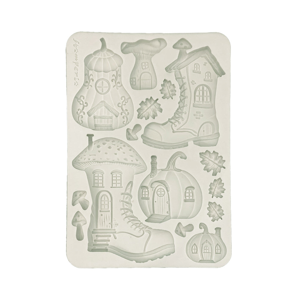 SAVE 10% Stamperia Whispering Woods Collection - Silicone Mould - A5 - Boot & Pumpkin Houses