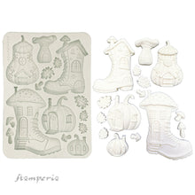 SAVE 10% Stamperia Whispering Woods Collection - Silicone Mould - A5 - Boot & Pumpkin Houses