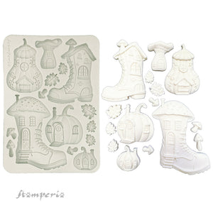SAVE 10% Stamperia Whispering Woods Collection - Silicone Mould - A5 - Boot & Pumpkin Houses