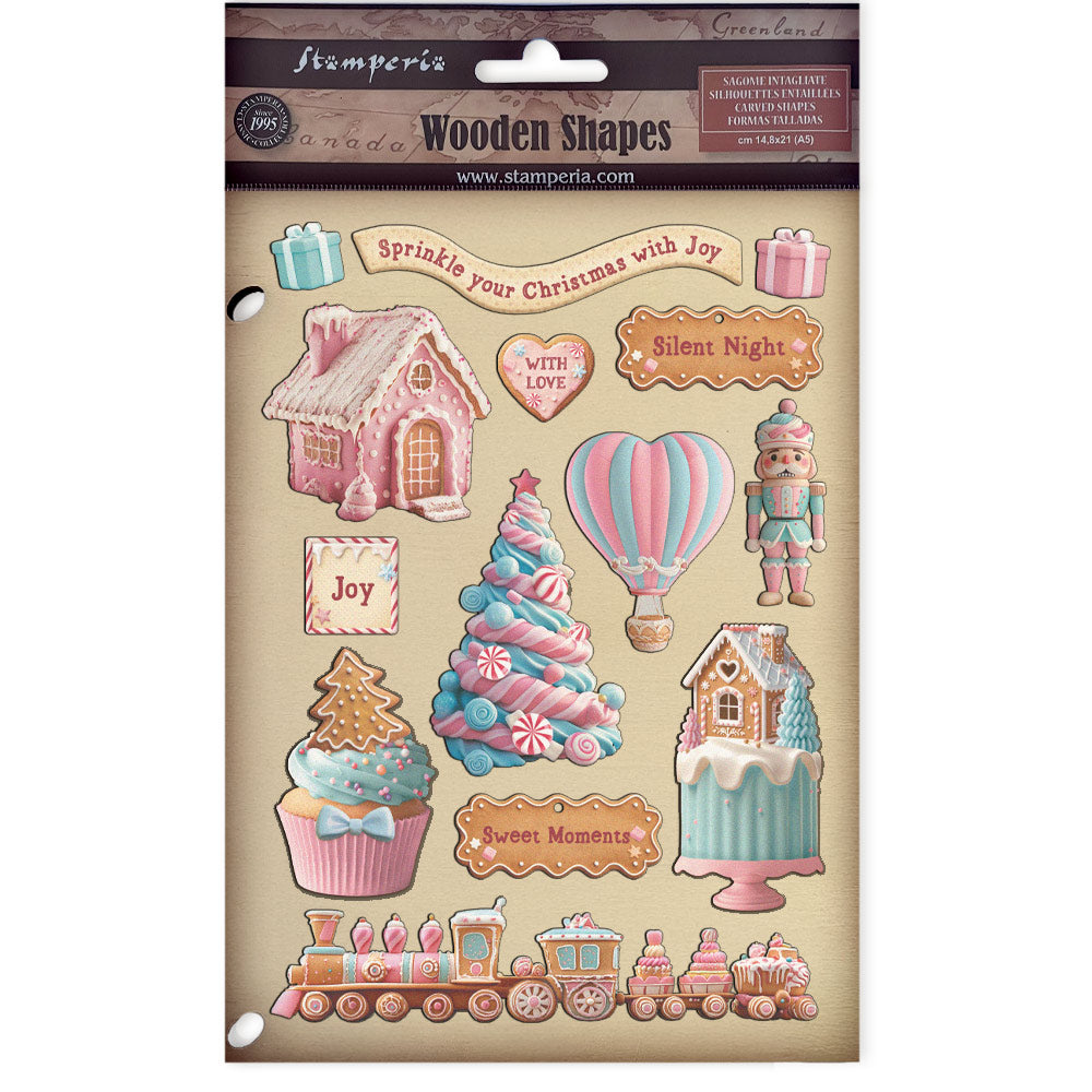 Stamperia Candy Collection - A5 Coloured Wooden Shapes - SPKLSP186