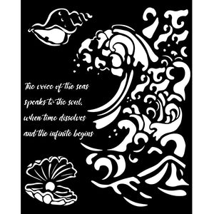 Stamperia Silent Sea Mixed MediaArt Thick Stencil - Wave and Shell - 20cm x 25cm KSTD177