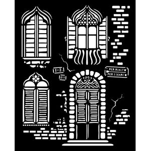 Stamperia Venice City of Art Mixed MediaArt Thick Stencil - Windows - 20cm x 25cm KSTD181