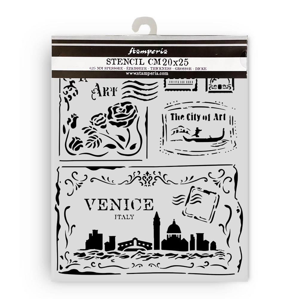 Stamperia Venice City of Art Mixed MediaArt Thick Stencil - Cards - 20cm x 25cm KSTD183